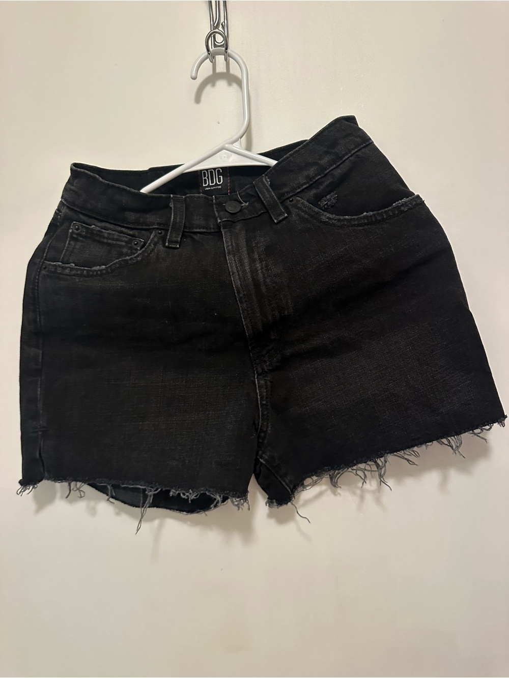 BDG Black Frayed Denim Shorts